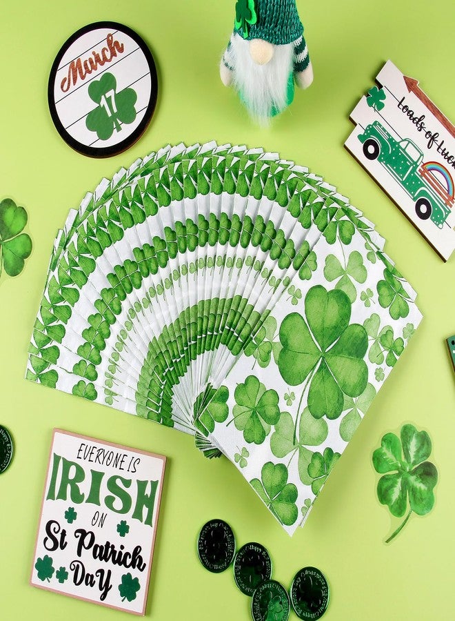 Quera 100 Pcs St. Patrick's Day Guest Napkins Watercolor Clover Paper Hand Towels Disposable Paper Napkins for Irish Party Dinner Bathroom Supplies, 4.3''*7.8'' - Image 3